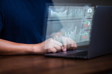 Digital economic analysis and Investment planning concept, Businessman  working with digital finance technology of invest strategy for perceptive financial business decision.