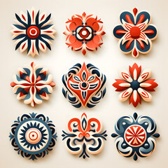 a set of ten different abstract flower shapes
