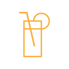 Orange juice line icon design template vector isolated clipart