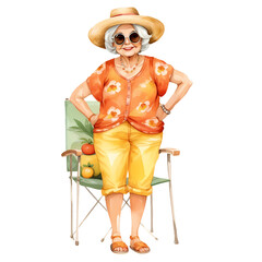 Cute Funny Summer Grandma Watercolor