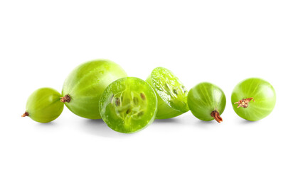 Fresh gooseberries on white background