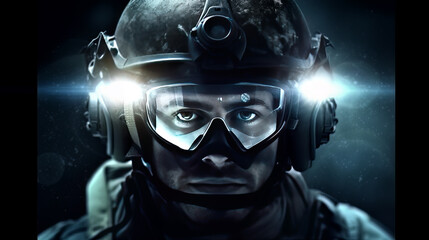 Night Vision A Futuristic Special Forces Operative on a Stealth Mission AI Generated