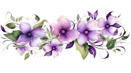Obraz premium Flower watercolor purple ornament for wedding template