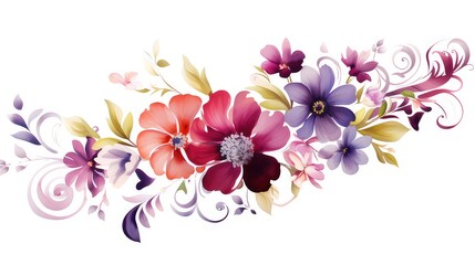 Flower watercolor ornament for wedding decoration template