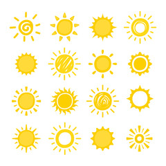 various cute hand drawn sun collection