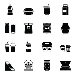 Food and drink packaging glyph icons set vector image.