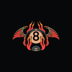 falming eight ball tattoo vector design