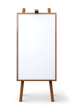 a white board with wooden legs standing on a white background