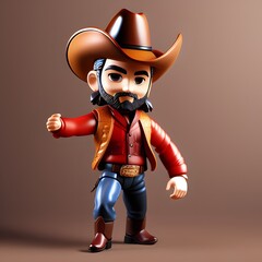 3d cute cowboy chibi figure Created by using generative AI