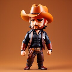 3d cute cowboy chibi figure Created by using generative AI