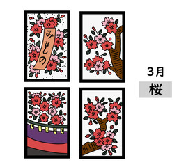 花札カード　桜（3月）