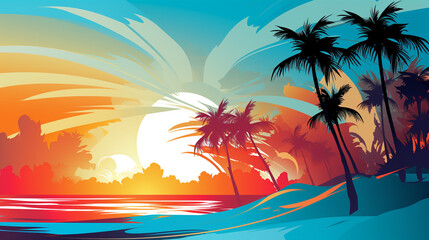 Fototapeta na wymiar beach sunset wallpaper
