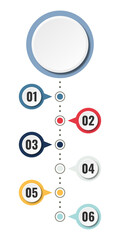 Infographic that reports about the workflow in each step with a total of 6 topics.