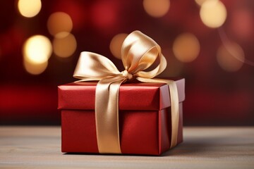 A red ribbon tied around a gift box.