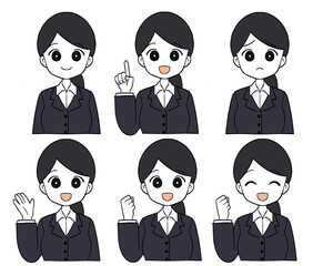 スーツ姿の働く女性のイラストセット