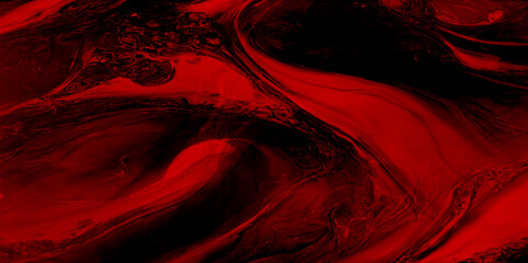 Abstract black red liquid marble background texture