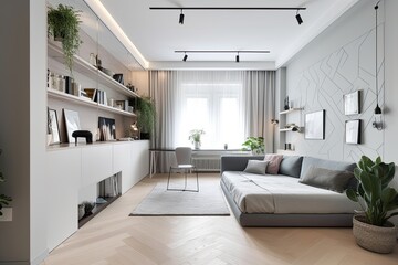 Fototapeta na wymiar Serene Minimalist: Elegance and Simplicity in the Apartment, generative IA