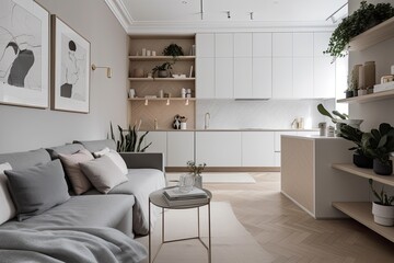 Fototapeta na wymiar Serene Minimalist: Elegance and Simplicity in the Apartment, generative IA
