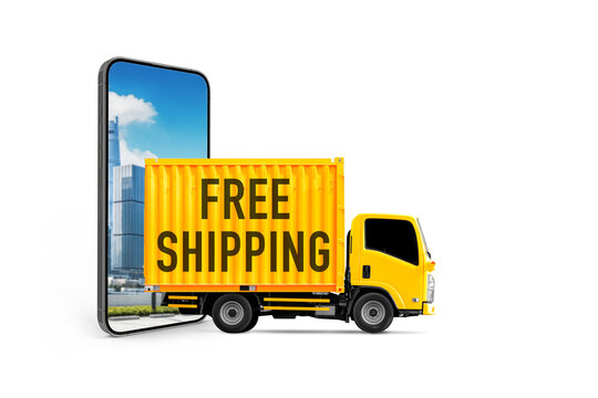 free shipping concept, truck delivery