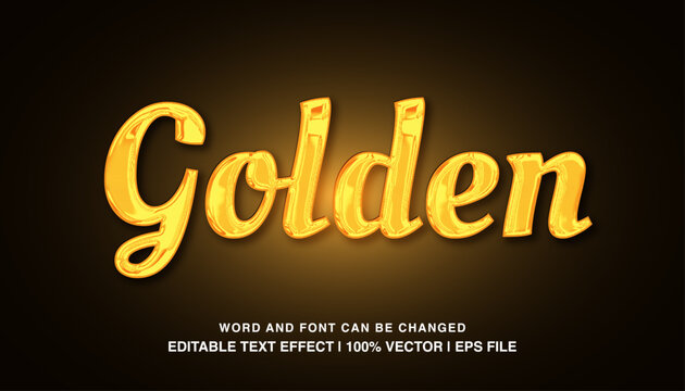 Golden editable text effect template, metal texture effect bold gold glossy style, premium vector