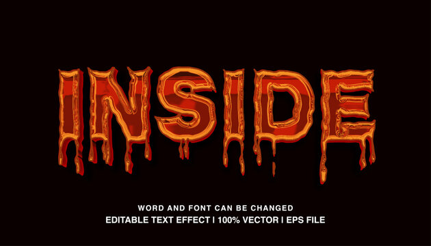 Inside editable text effect template, red slime sticky texture horror style typeface, premium vector