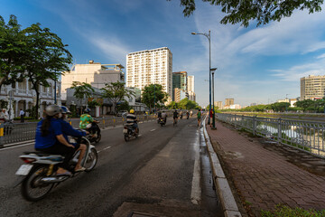 Obraz premium Morning at Ho Chi Minh City street, commonly known by its previous name Saigon