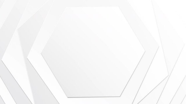 Elegant white, grey gradient minimal hexagon dynamic rotating smooth motion design corporate background looped