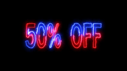50% Off, illustration text with dark background, for Business, Promotion, Discount and Sale.