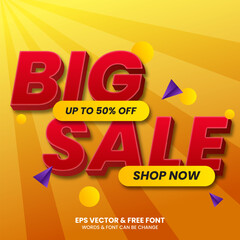 Big Sale Promo Background. Text Effect Editable