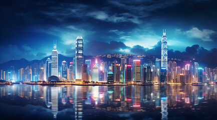 Night view of victoria harbor, hong Kong