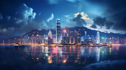 Night view of victoria harbor, hong Kong