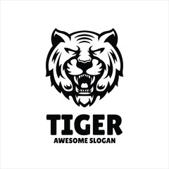 tiger simple mascot logo design illustration