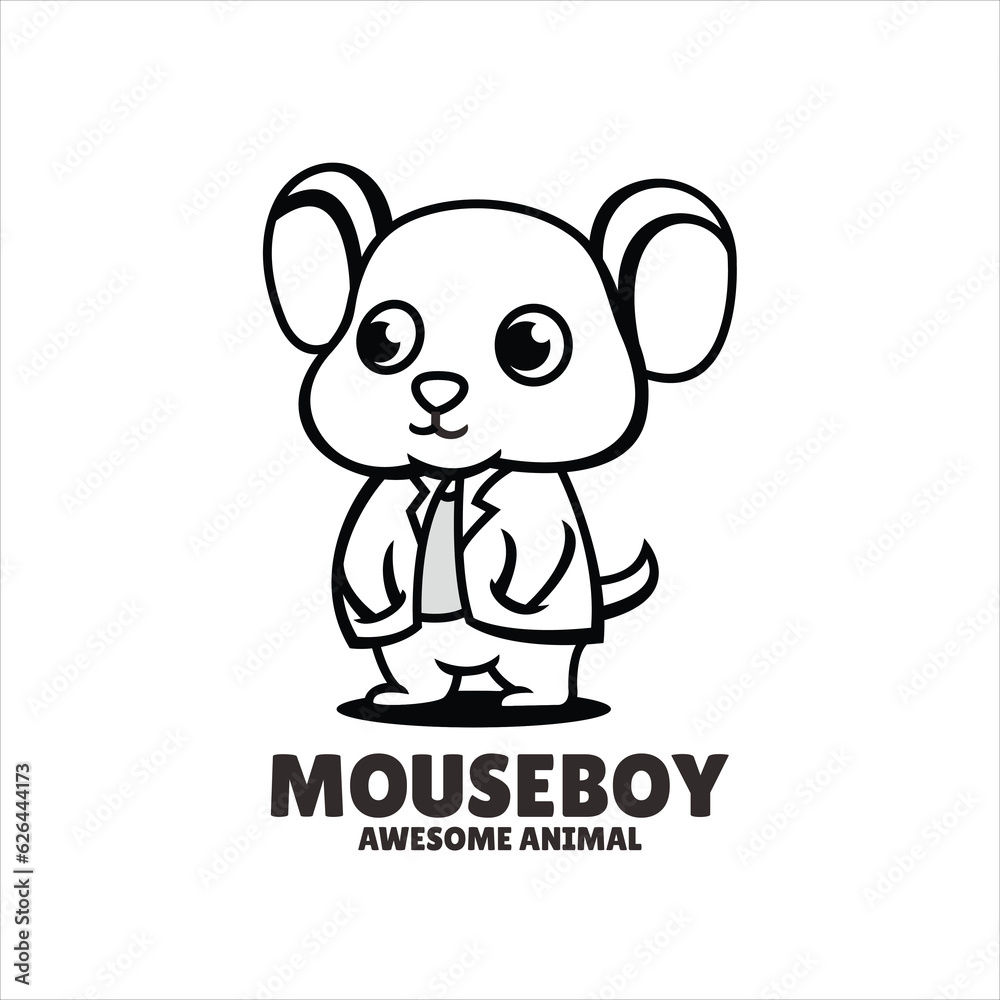 Wall mural mouse simple mascot logo design illustration