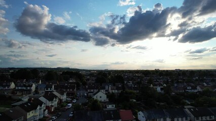 Aerial View of Luton City During Dramatical Clouds on May 19th, 2023