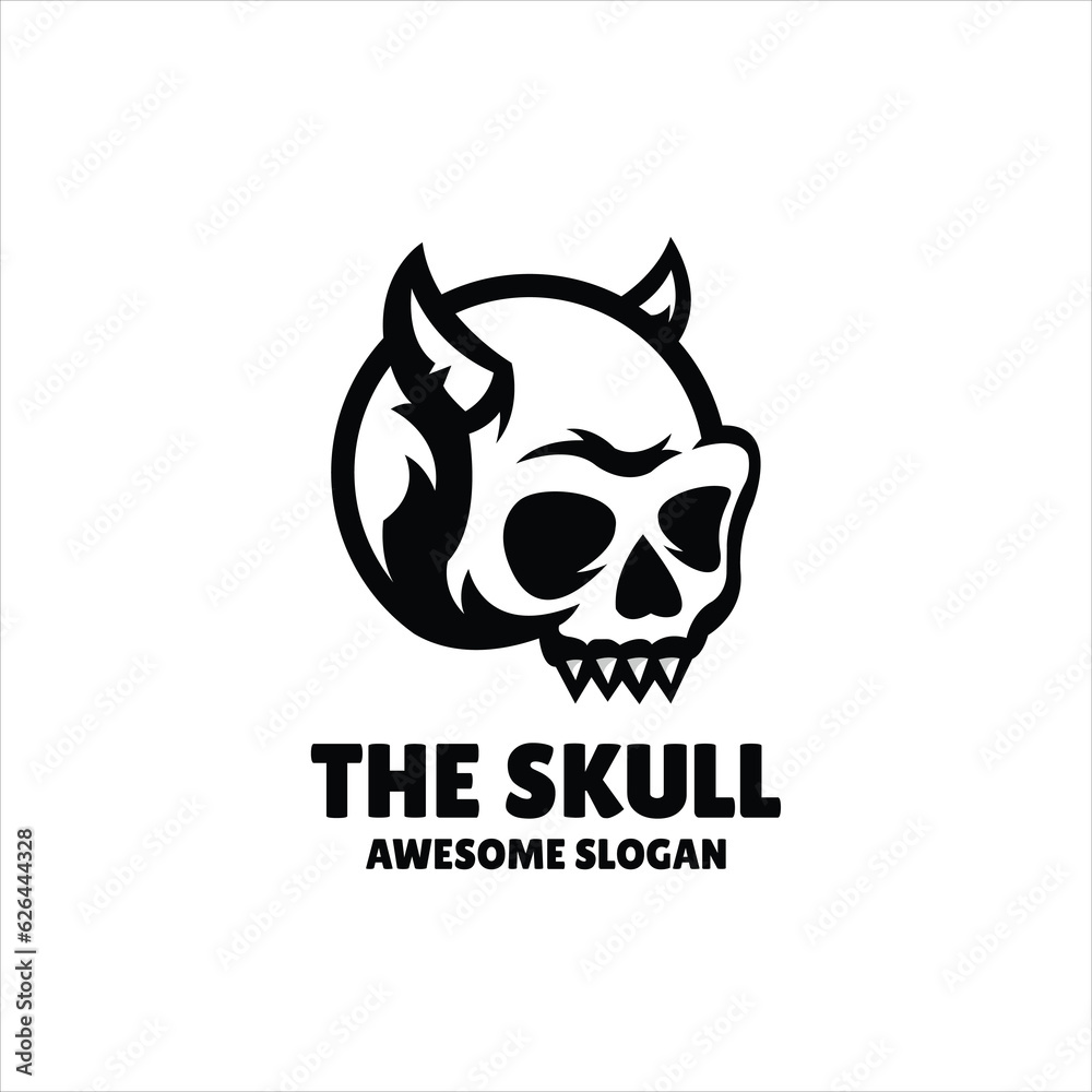 Wall mural skull simple mascot logo design illustration