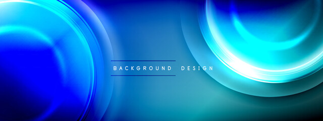 Circles lines and bubbles on bright glowing effect gradient with light and shadow effects. Dynamic interplay of light, shadow and depth. Futuristic and rhythmic technology design
