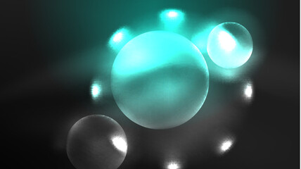 Circles with bright neon shiny light effects, abstract background wallpaper design