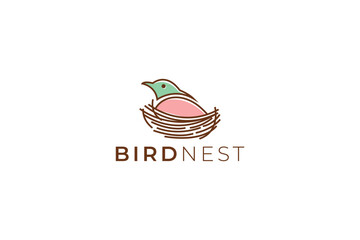 Fototapeta premium Vector line art bird logo design