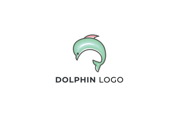 Vector line art dolphin logo design