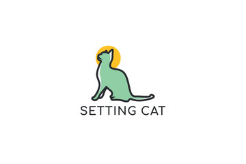 Vector line art cat logo design
