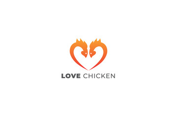 Vector gradient love hen logo design