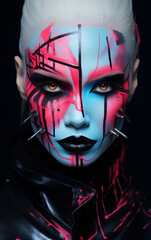 Fashion cyberpunk model close-up