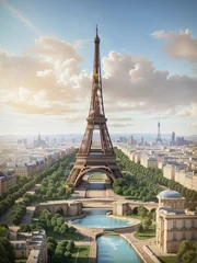 Schilderijen op glas Illustration of the iconic Eiffel Tower in Paris © josoa