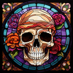 Skull Stained Glass Background