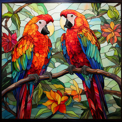 Birds Stained Glass Background