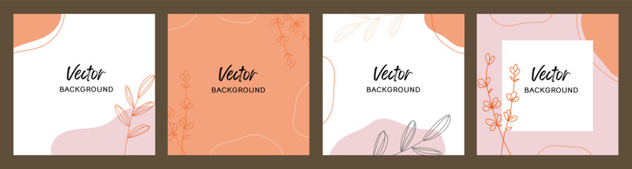 vector set of abstract background. cover design template, posters, social media wallpaper, modern vector background with floral ornament. soft and simple design, minimalist style