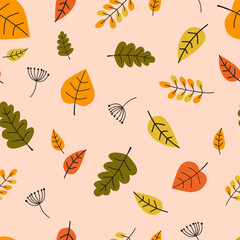 seamless autumn leaves pattern. Idea for fabric, tablecloth pattern, wrapping paper, gift paper, textile, wallpaper, apparel, background