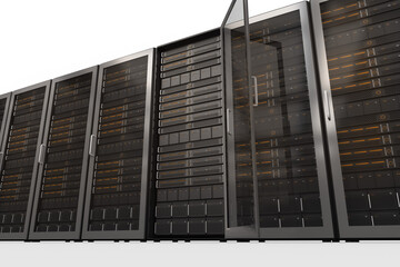 Digital png illustration of server computers on transparent background