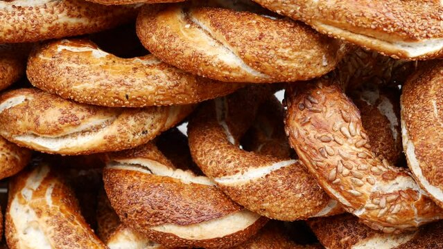 Turkish Bagel Simit on table 