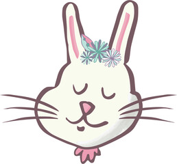 Digital png illustration of rabbit face on transparent background